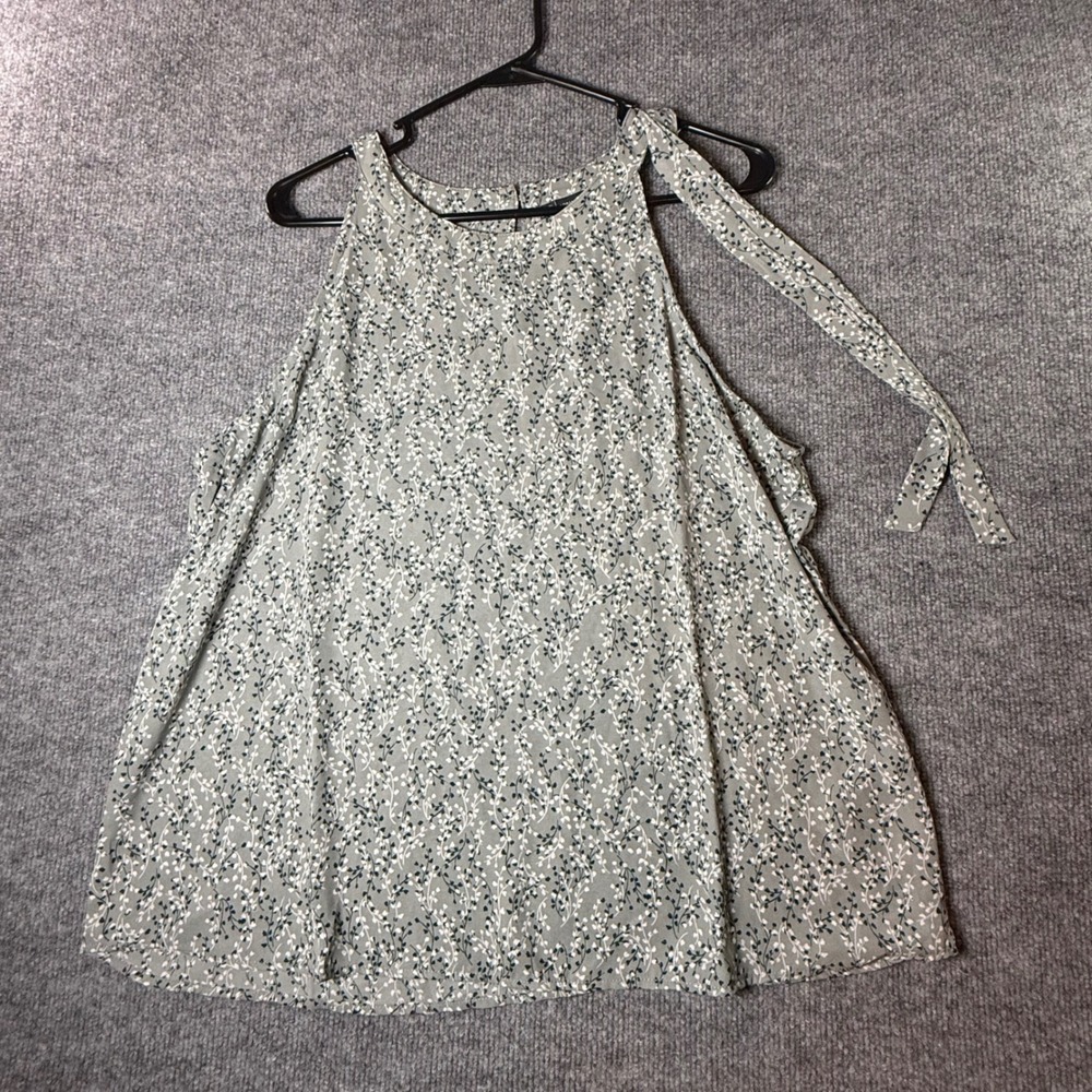Adrianna Papell Sage Green‎ Floral Halter Neck Blouse XL Shoulder Tie Sleeveless